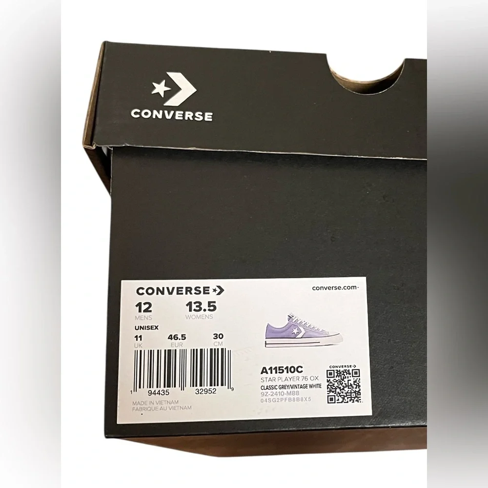 Converse Star Player Ox Gray White Low Top NIB — 12 - Picture 5 of 6